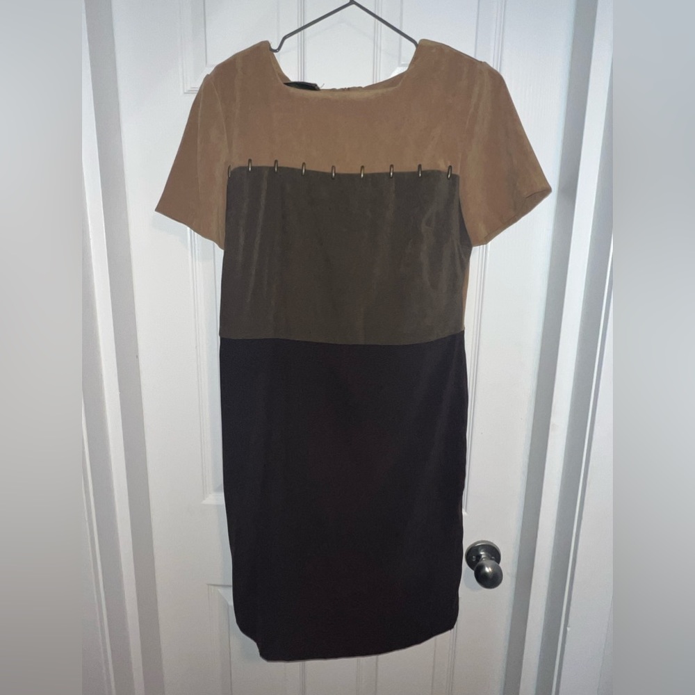 Suede Colour-block Fall Dress
